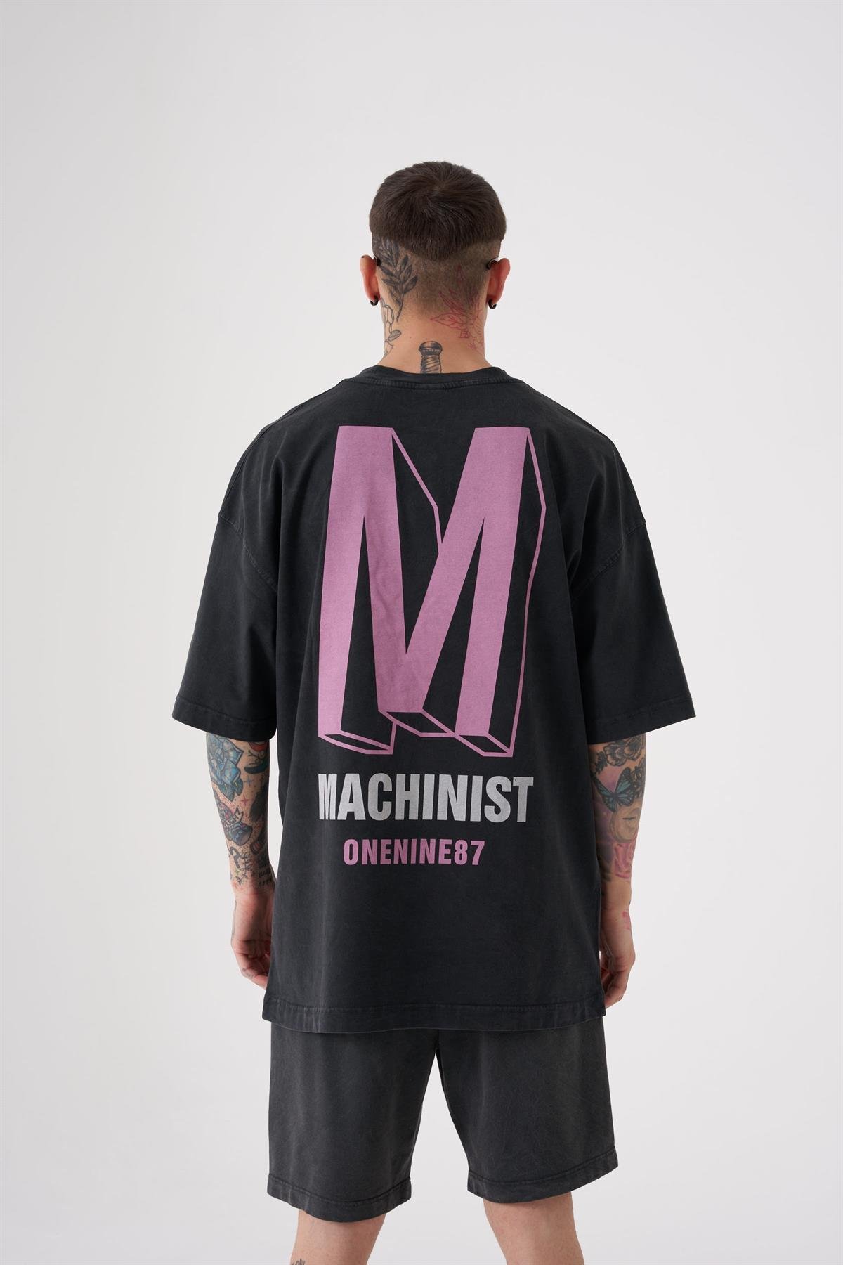 Oversize ONENINE87 Baskılı Yıkamalı T-Shirt ASP-PİNK