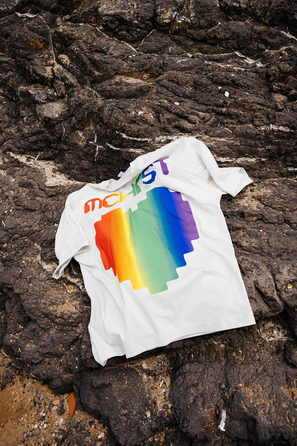 Erkek Mchnst Love Baskılı Oversize Gri Tişört