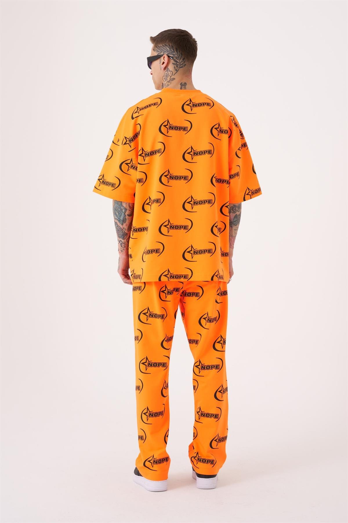 Oversize NOPE Baskılı T-Shirt Turuncu