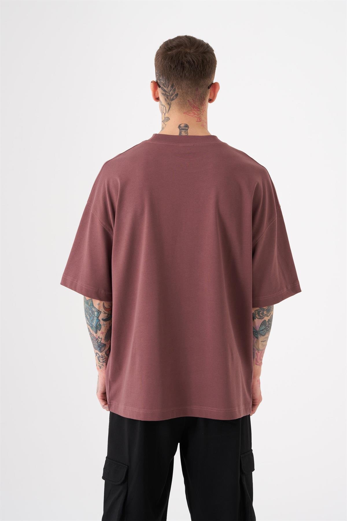 Oversize Free Spirit Baskılı Pamuklu T-Shirt Mürdüm