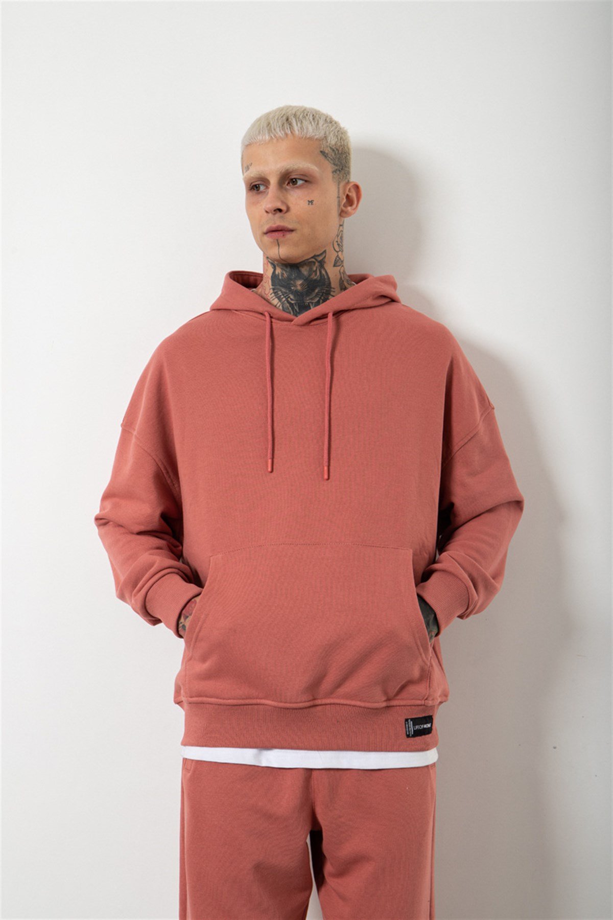 Oversize Şardonsuz Basic Sweatshirt GÜL KURUSU