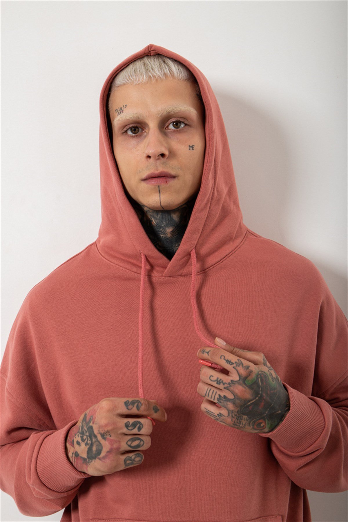 Oversize Şardonsuz Basic Sweatshirt GÜL KURUSU