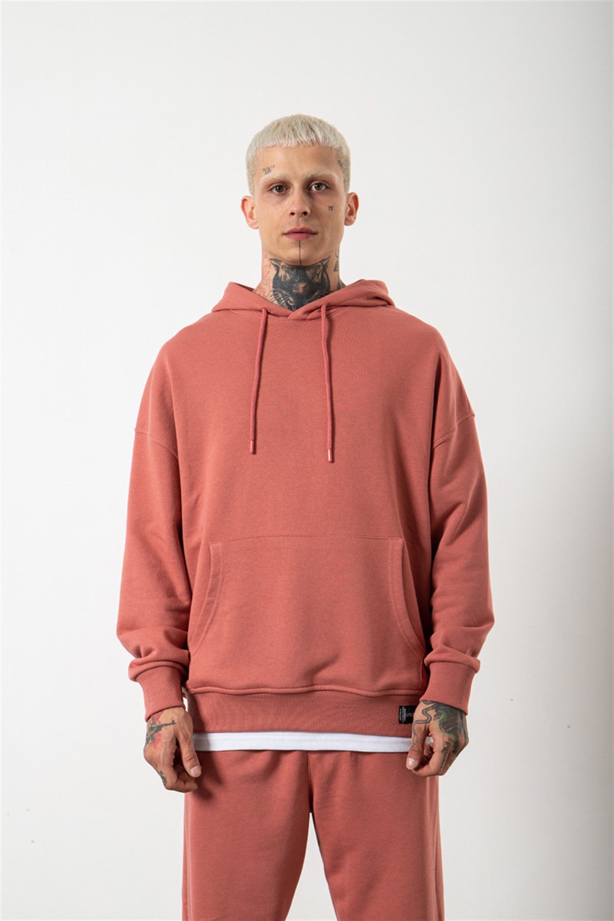 Oversize Şardonsuz Basic Sweatshirt GÜL KURUSU