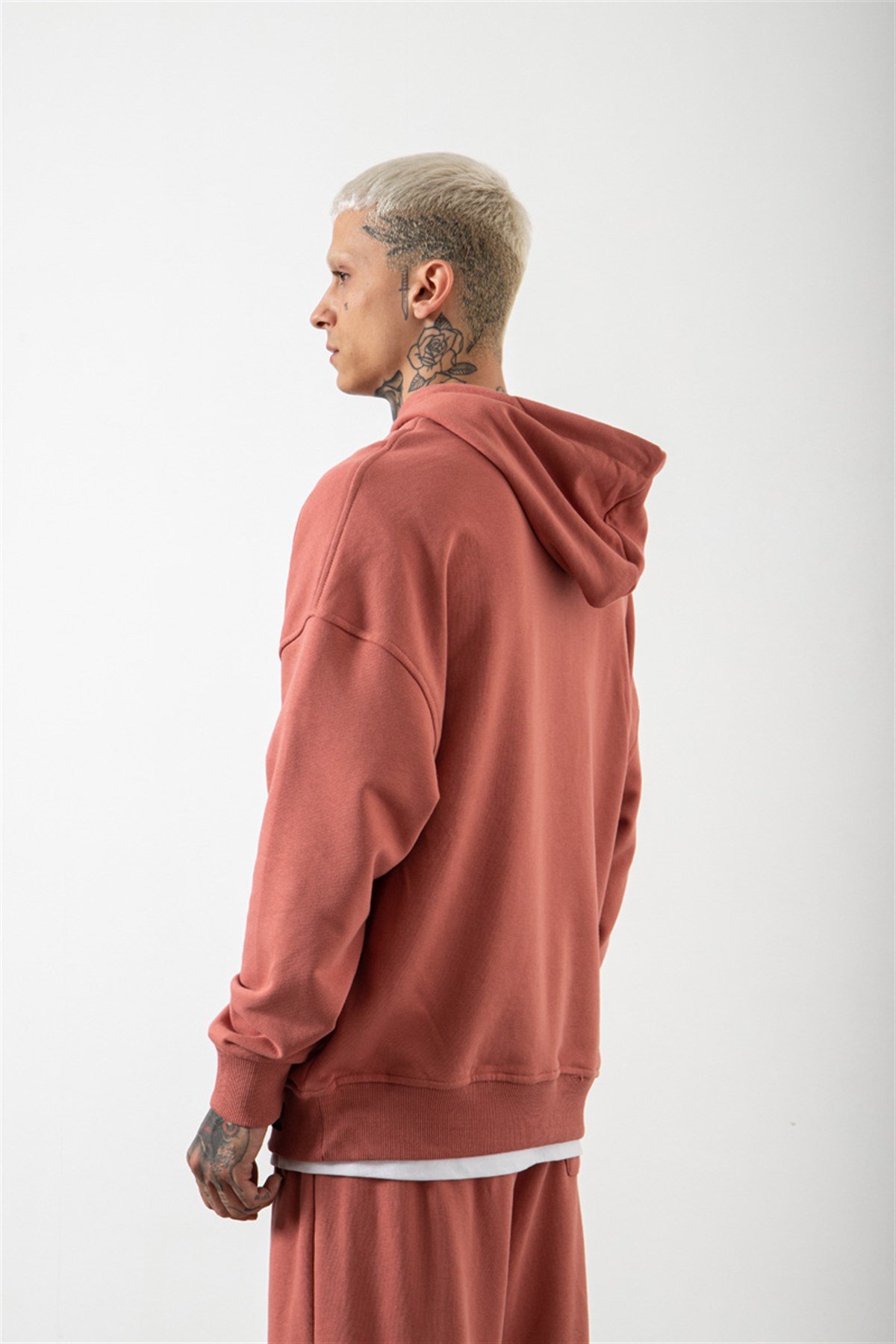 Oversize Şardonsuz Basic Sweatshirt GÜL KURUSU