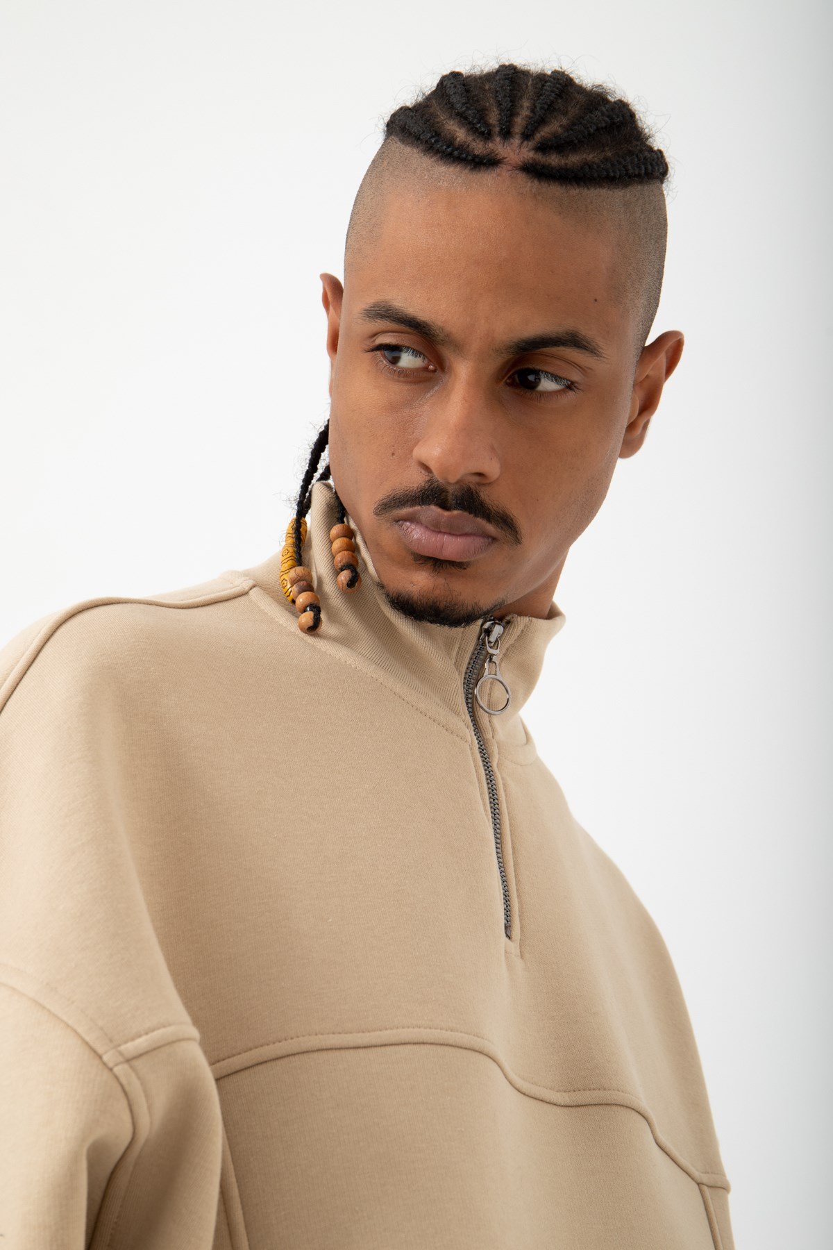 One987 Oversize Şardonlu Sweatshirt Bej