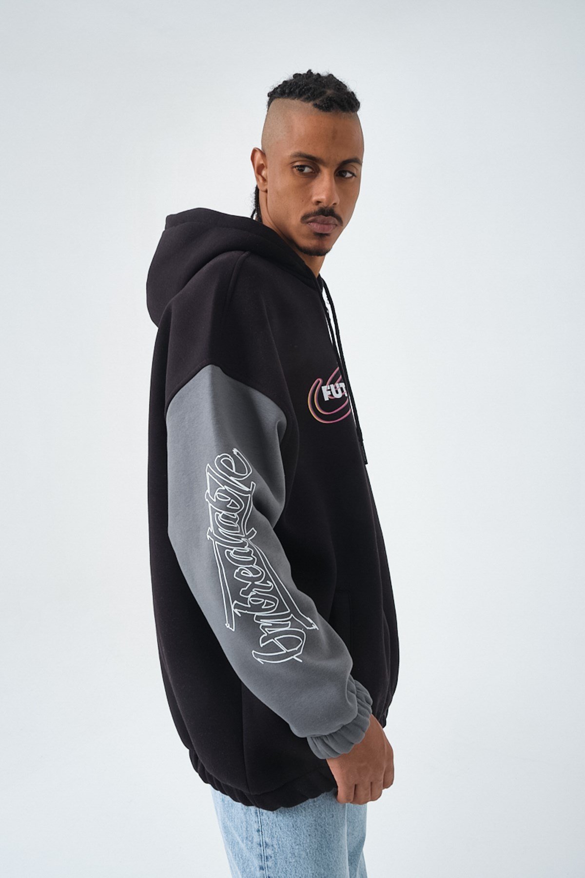 Future Fantasy Oversize Şardonlu Sweatshirt Siyah