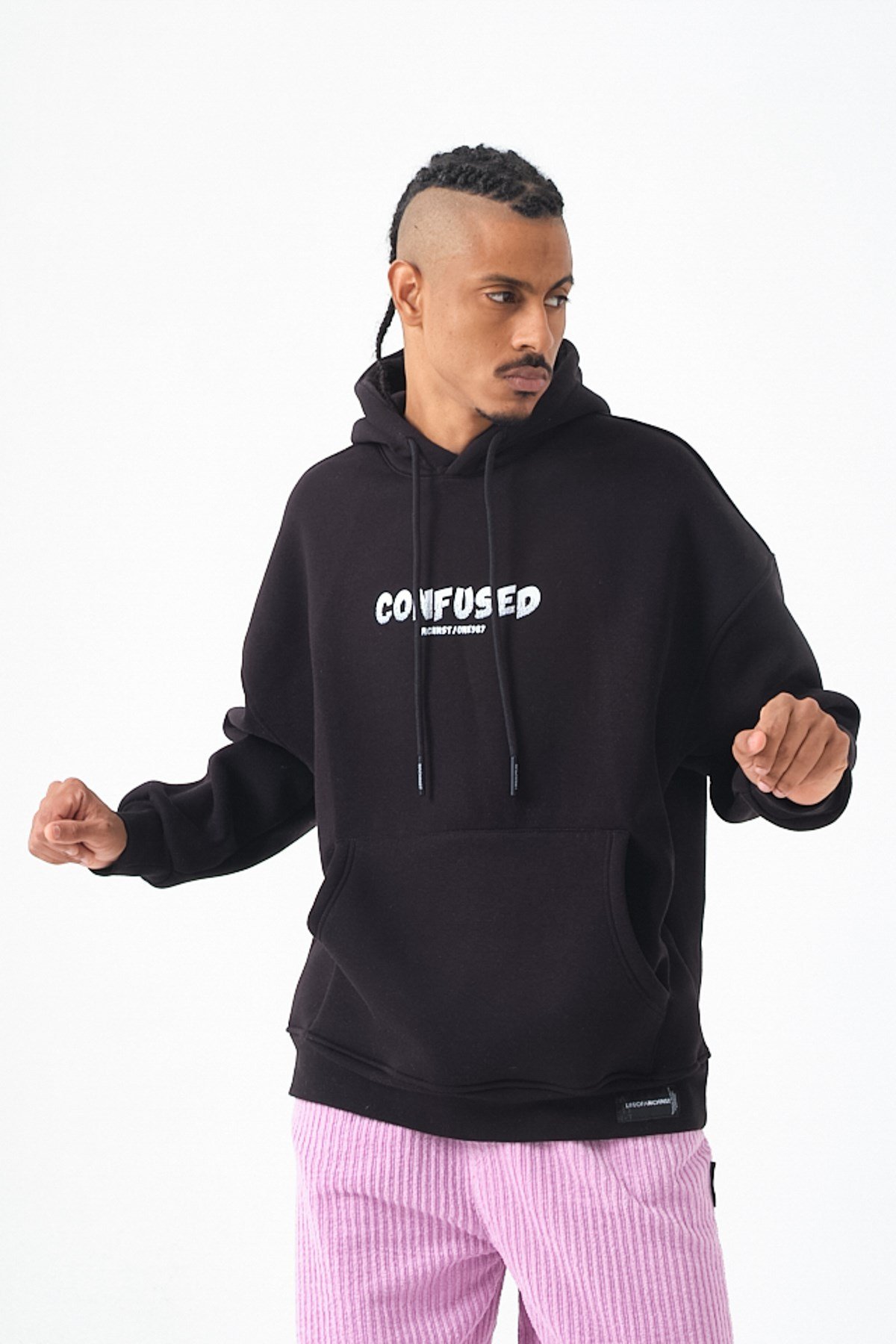 Confused Oversize Şardonlu Sweatshirt Siyah