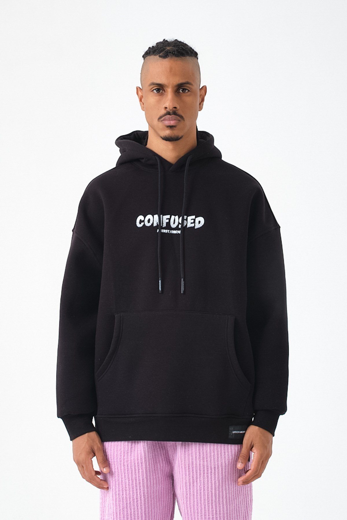 Confused Oversize Şardonlu Sweatshirt Siyah
