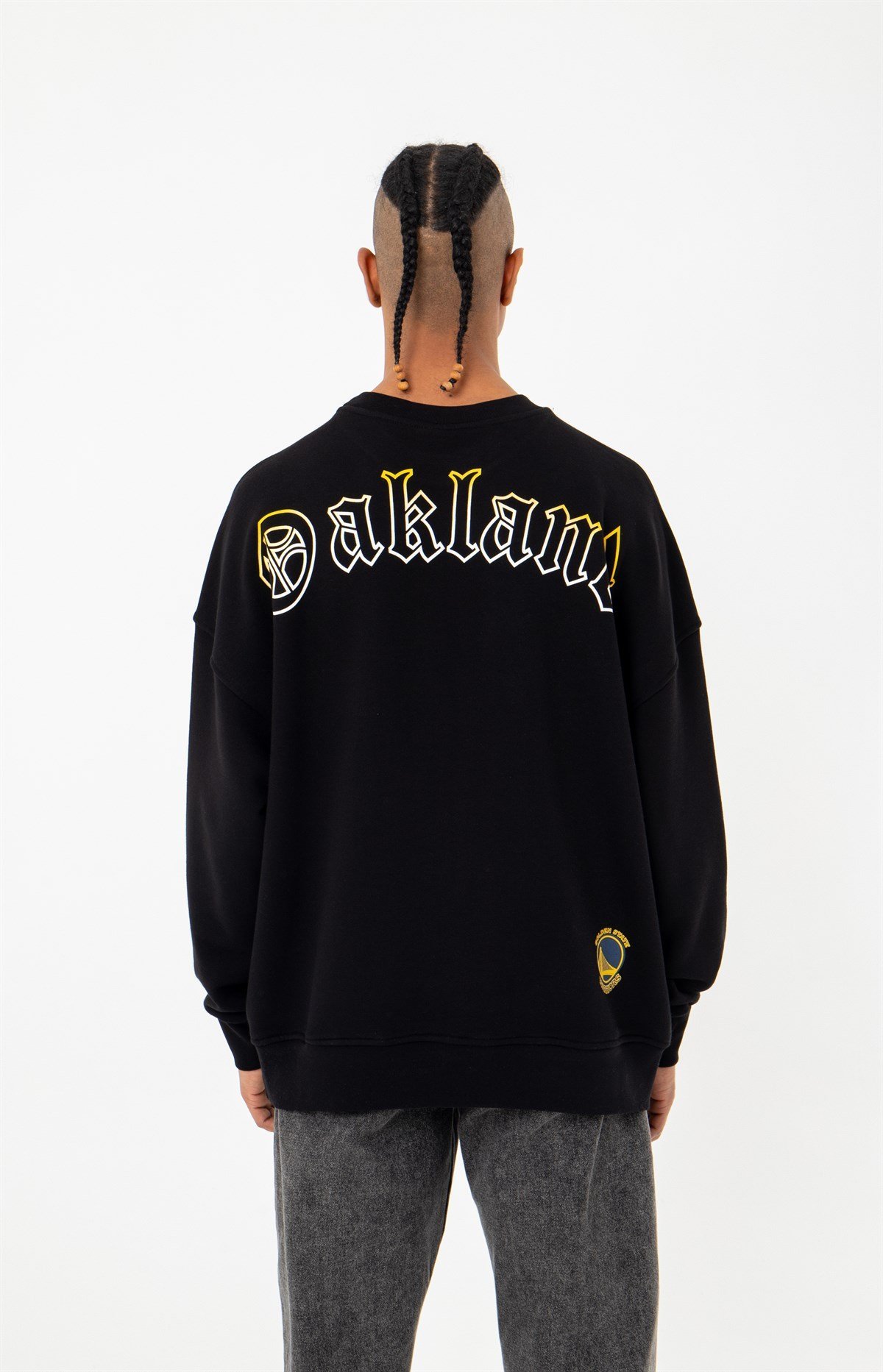 Golden State Oversize Şardonlu Sweatshirt Siyah