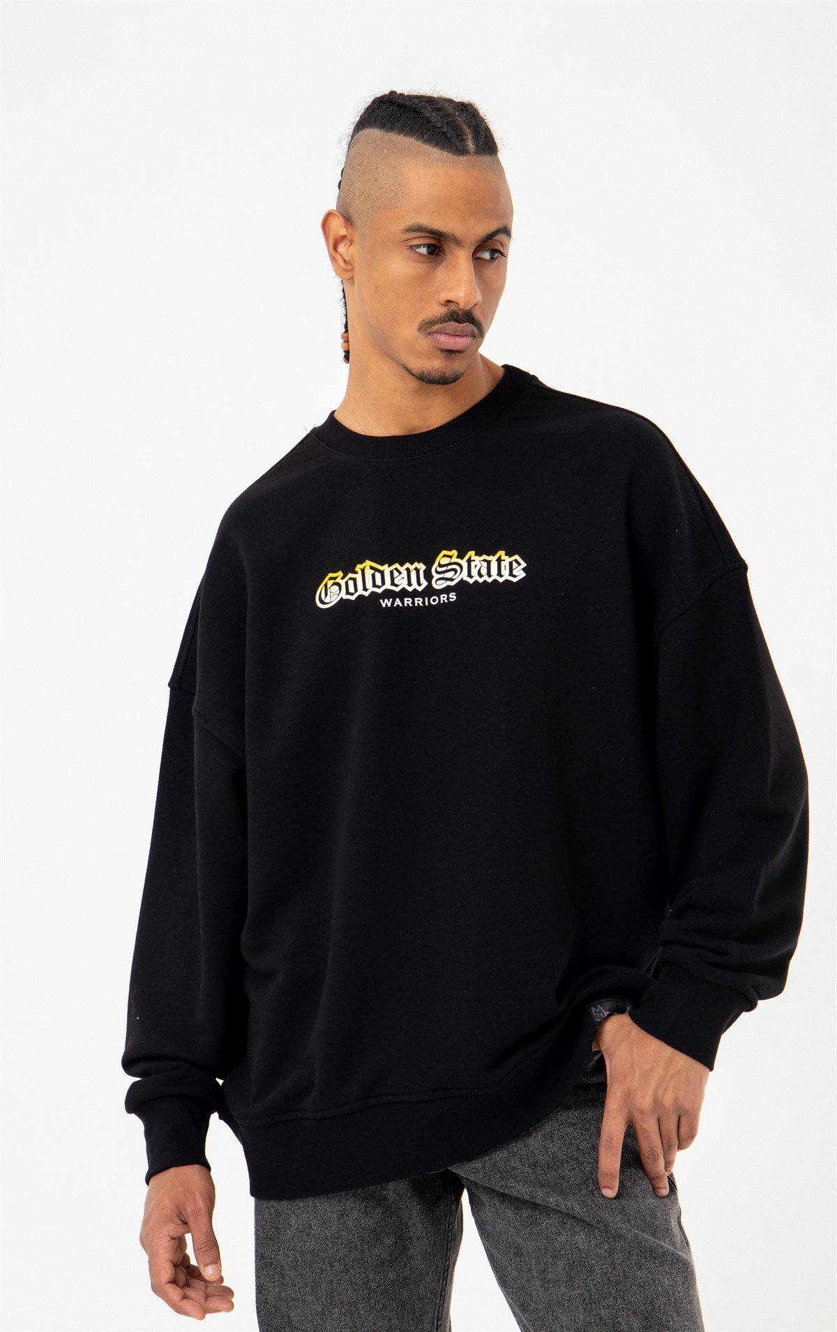 Golden State Oversize Şardonlu Sweatshirt Siyah