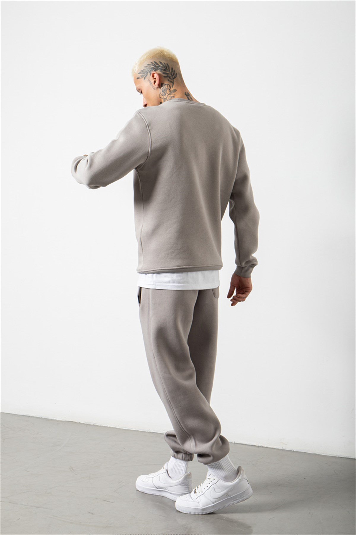Regular Bisiklet Yaka Basic Sweatshirt ICE GRİ