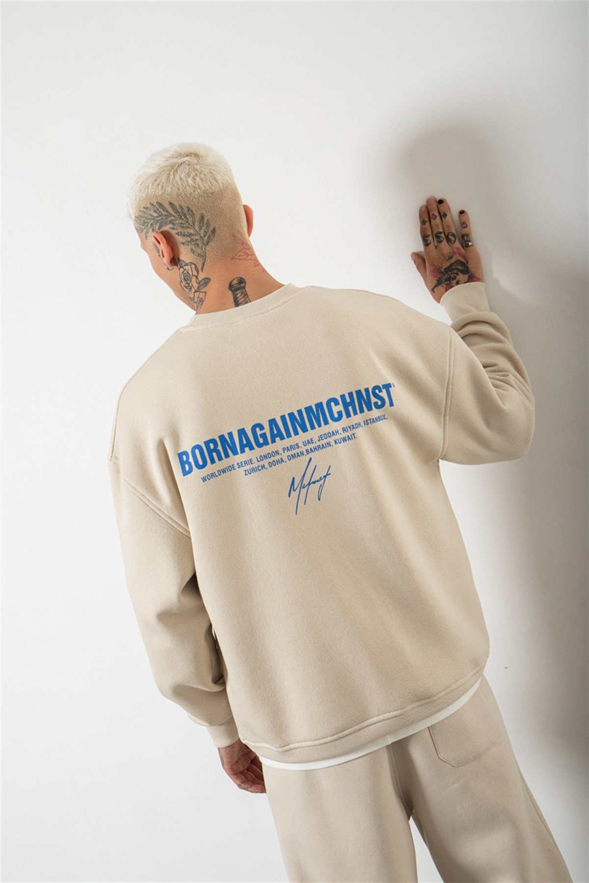 Oversize Bornagain Mchnst Baskılı Sweatshirt DUMAN
