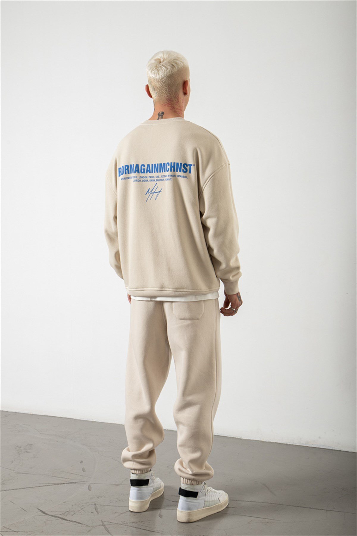 Oversize Bornagain Mchnst Baskılı Sweatshirt DUMAN