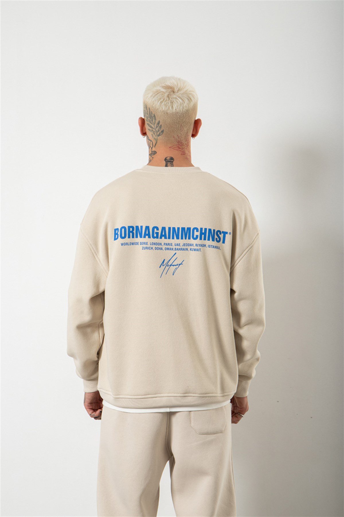 Oversize Bornagain Mchnst Baskılı Sweatshirt DUMAN