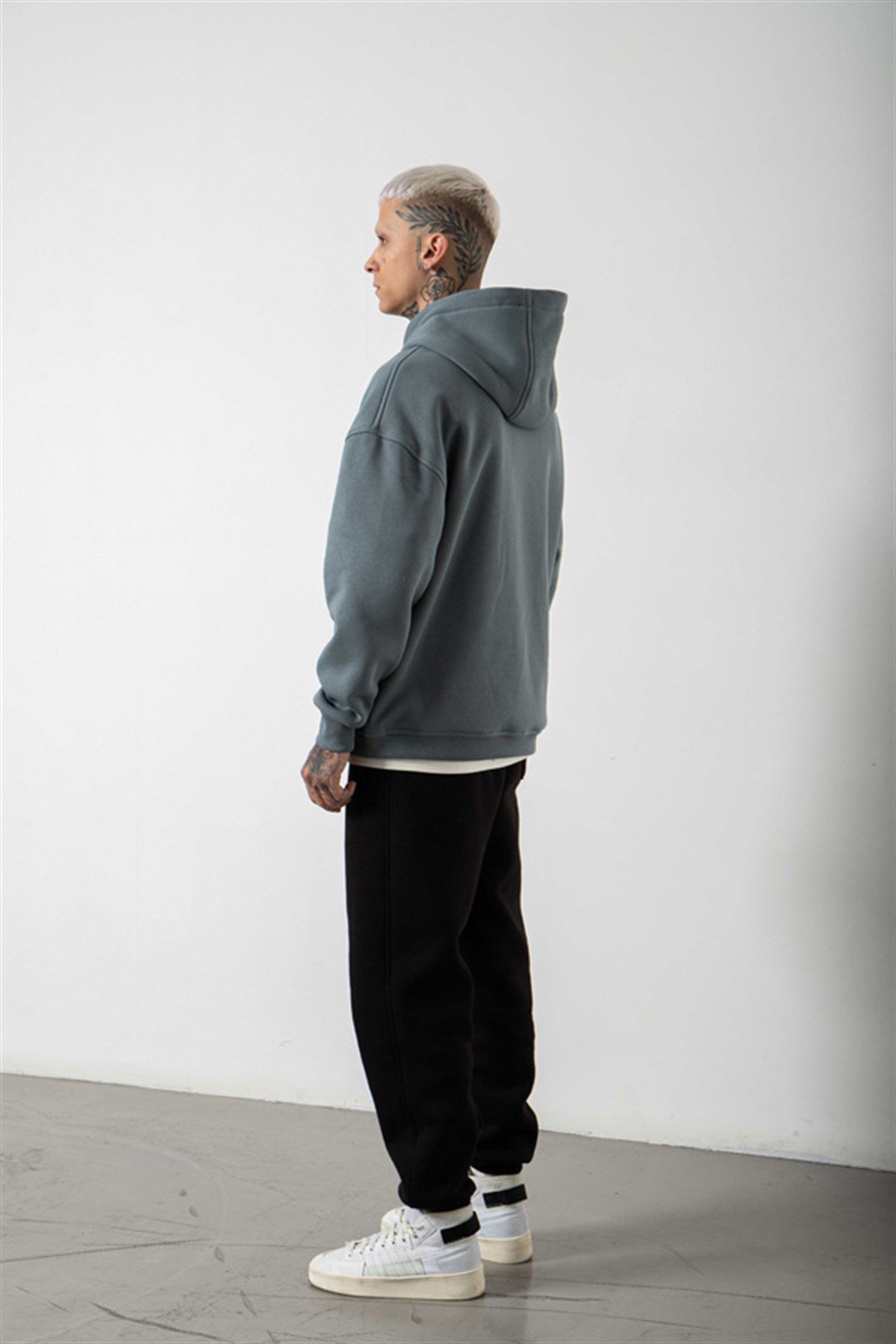 Oversize Travis Scott Baskılı Kapüşonlu Sweatshirt BLUE SMOKE