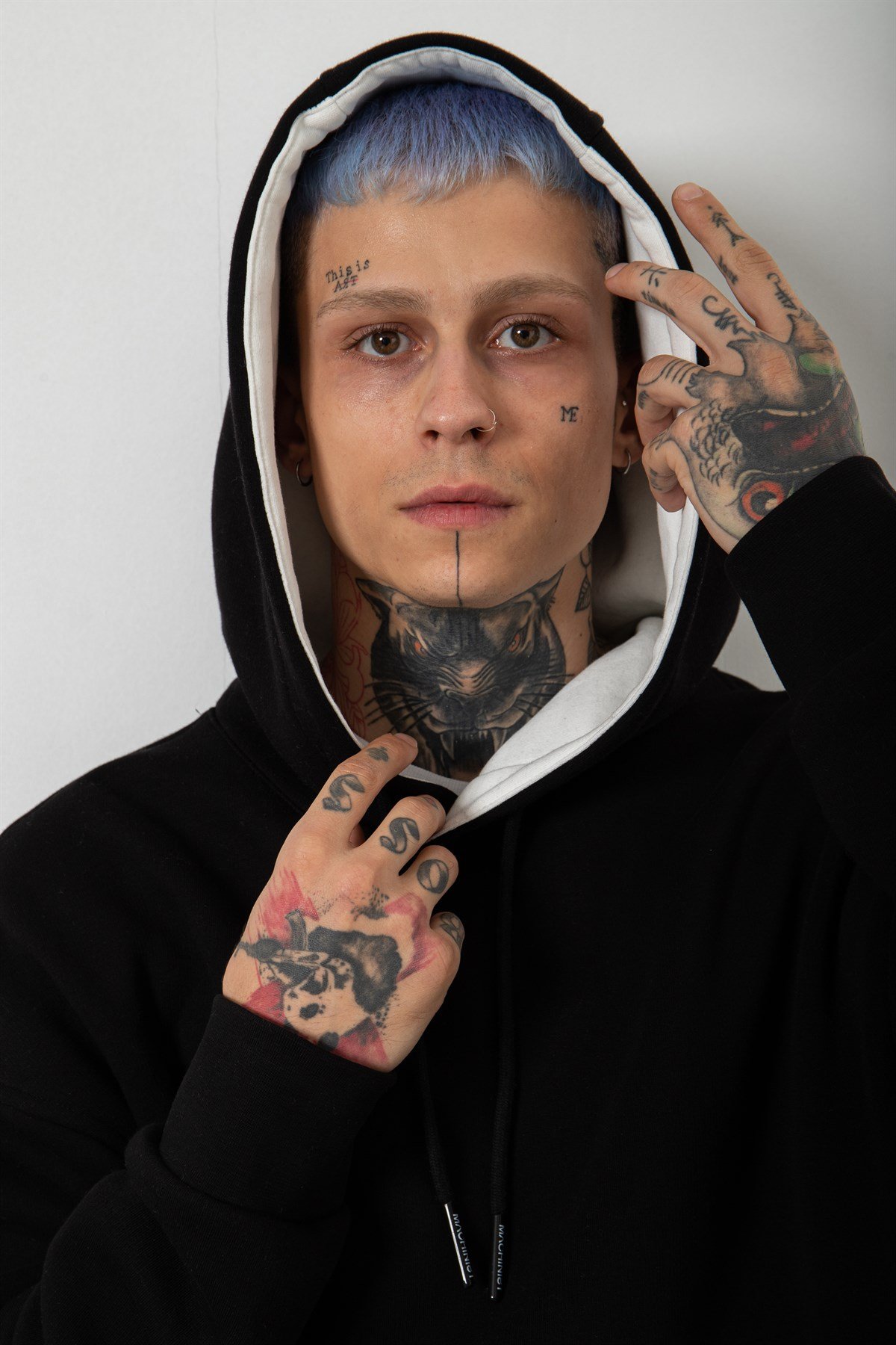 Oversize Çift Renk Detaylı Sweatshirt SİYAH/BEYAZ