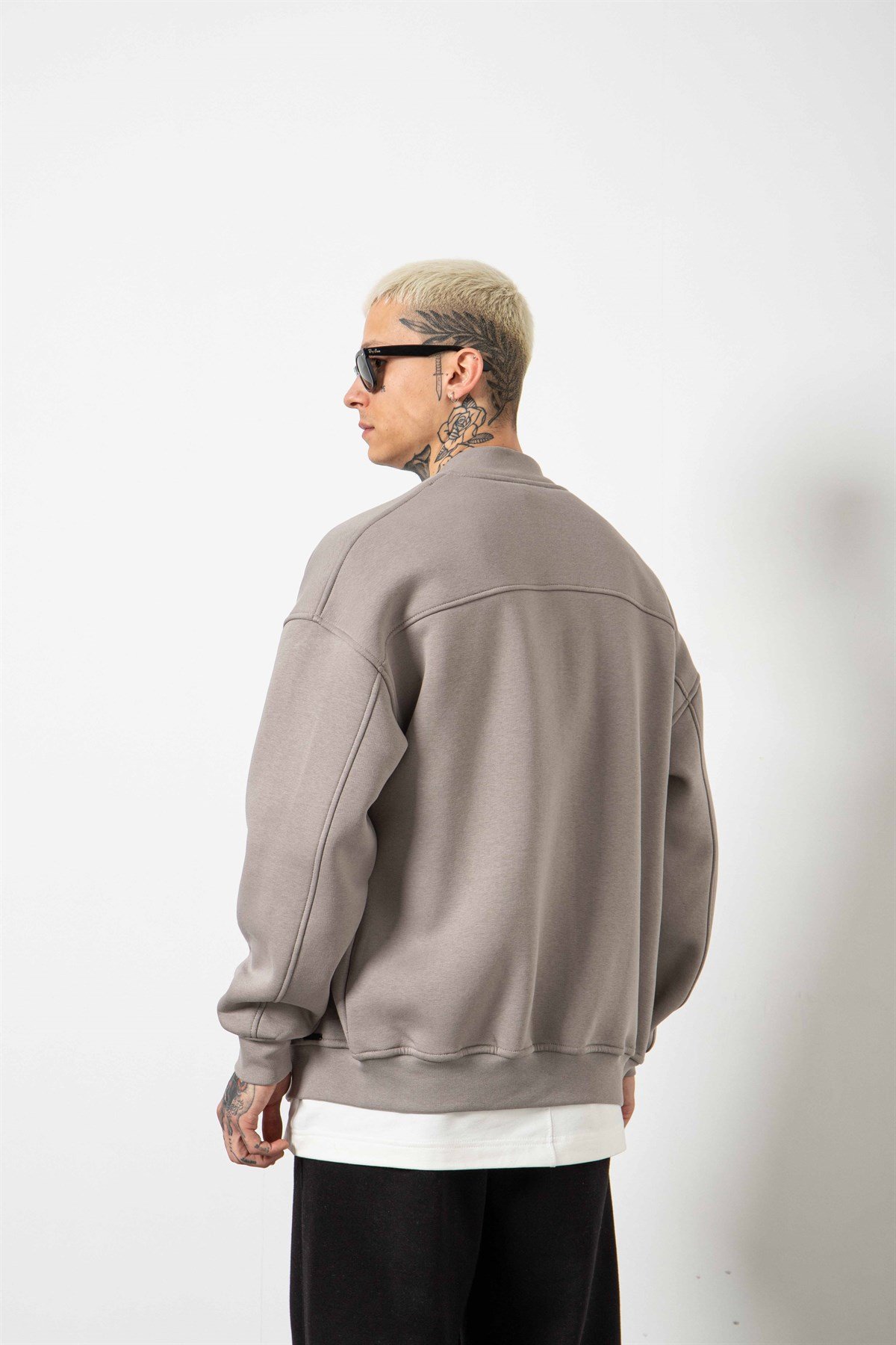 Oversize Çıtçıtlı Kolej Mont ICE GRİ