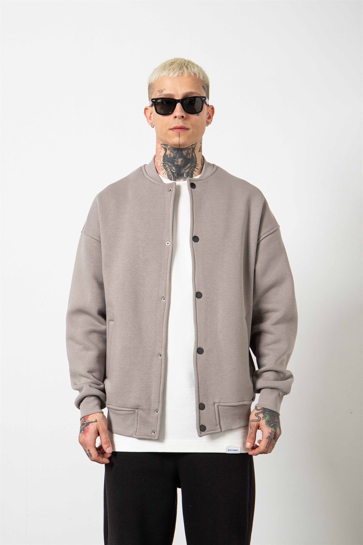 Oversize Çıtçıtlı Kolej Mont ICE GRİ