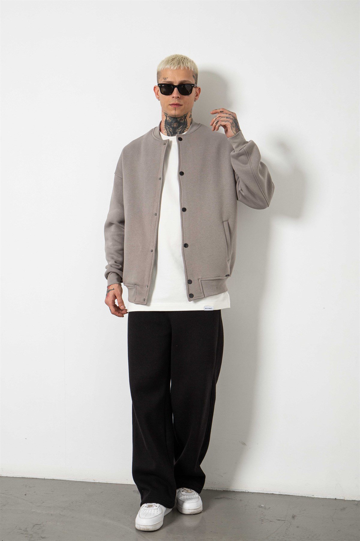 Oversize Çıtçıtlı Kolej Mont ICE GRİ