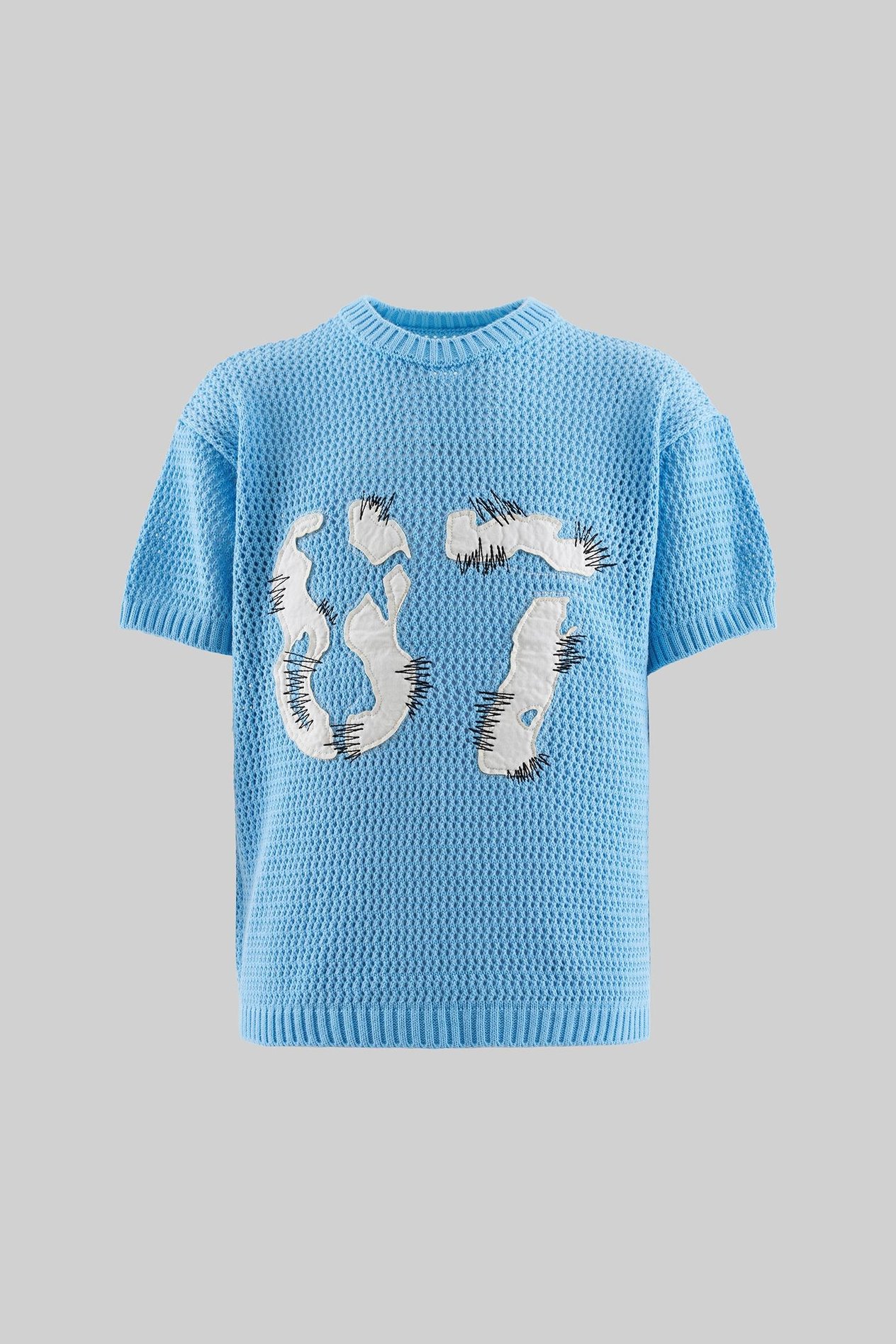 Mchnst Knıt 87 Applıque Detaıled Tee Baby Blue