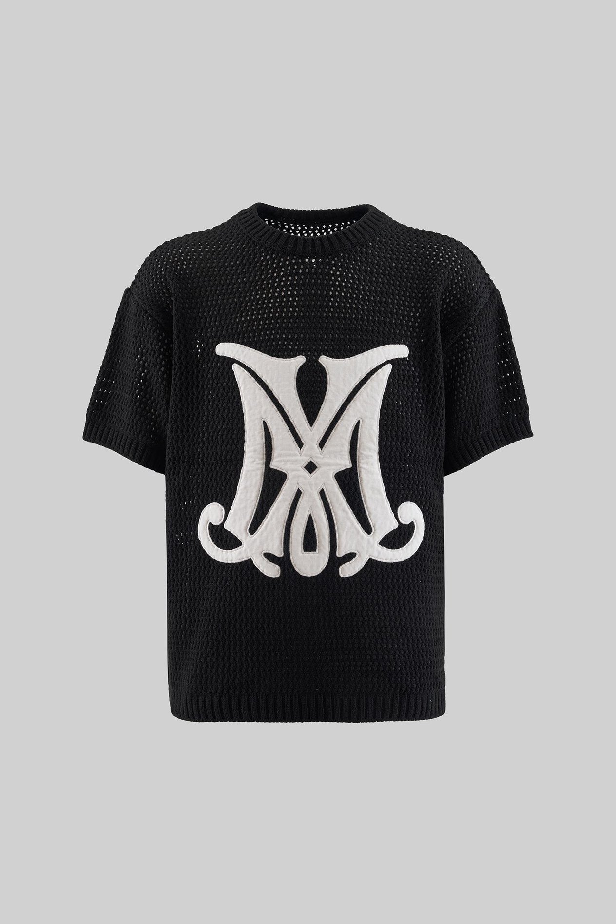 Mchnst Knıt M Letter Applıque Tee Black