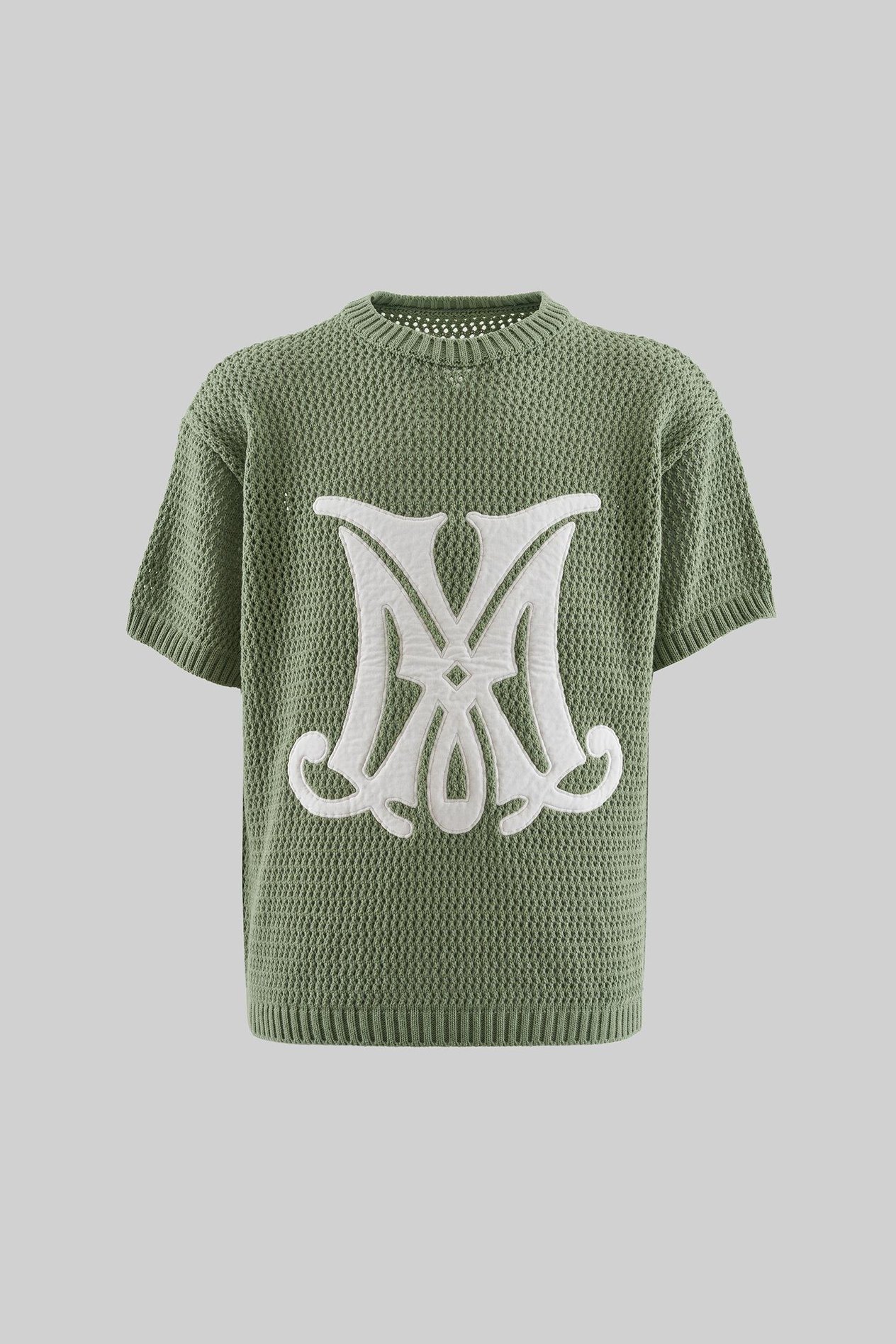 Mchnst Knıt M Letter Applıque Tee Su Yeşili