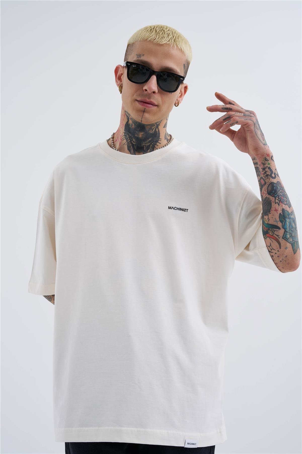 Oversize Basic Pamuklu T-Shirt  Kırık Beyaz