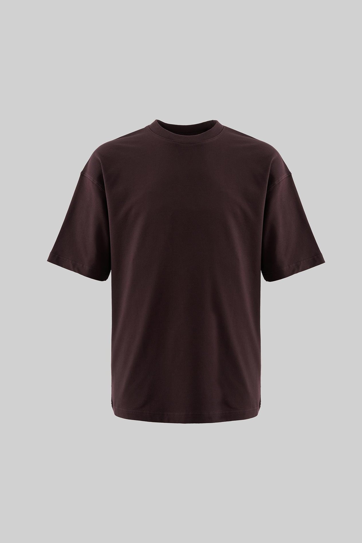 Oversize Basic Pamuklu T-Shirt Koyu Kahve