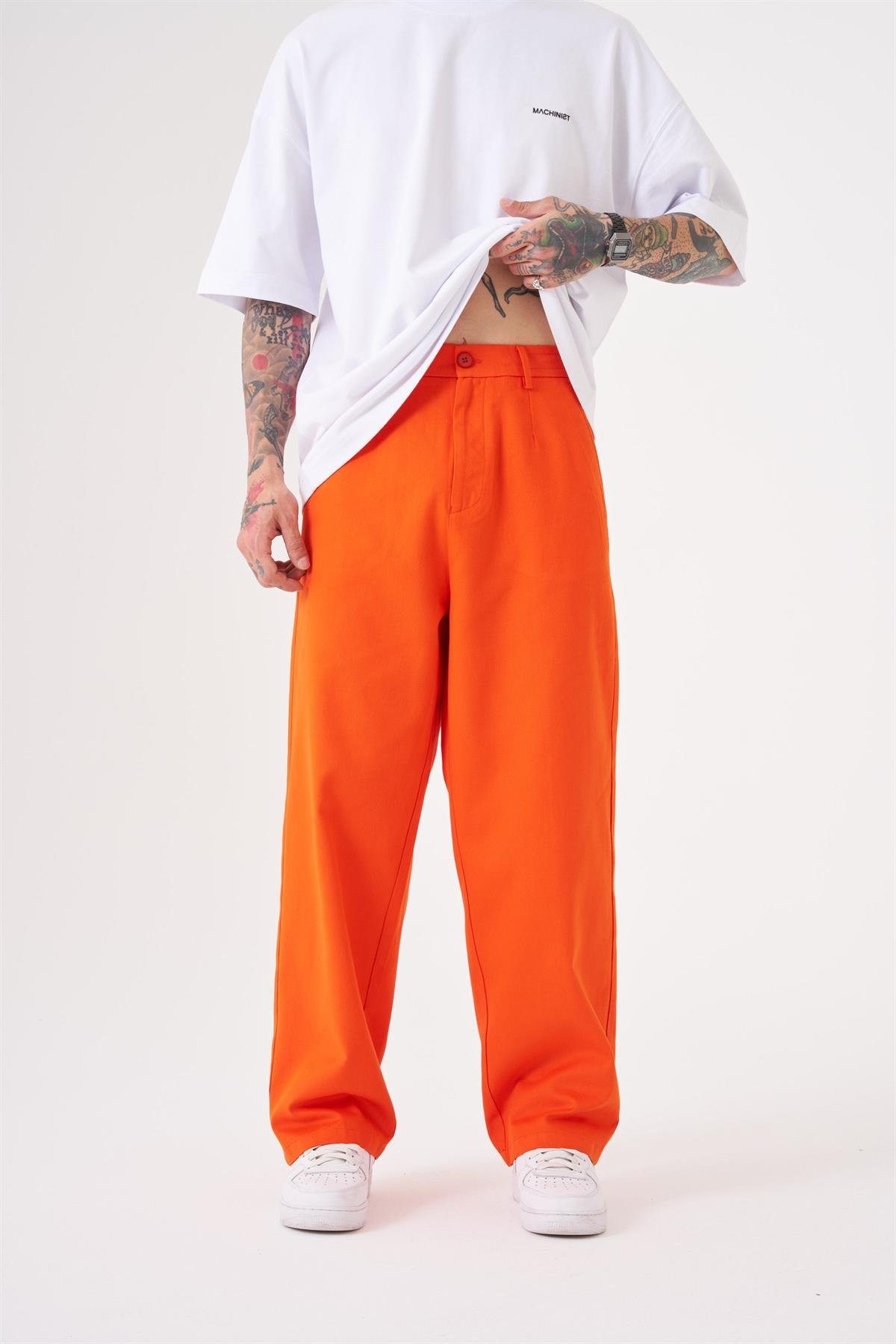 Oversize Gabardin Lastikli Pantolon ORANJ