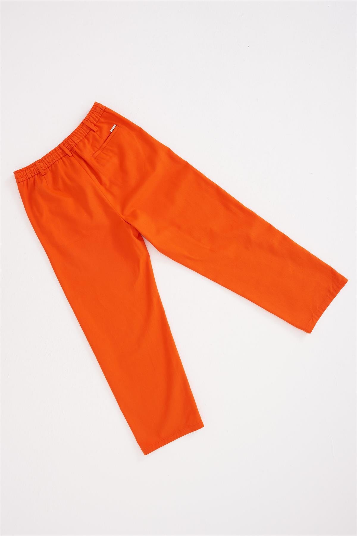 Oversize Gabardin Lastikli Pantolon ORANJ