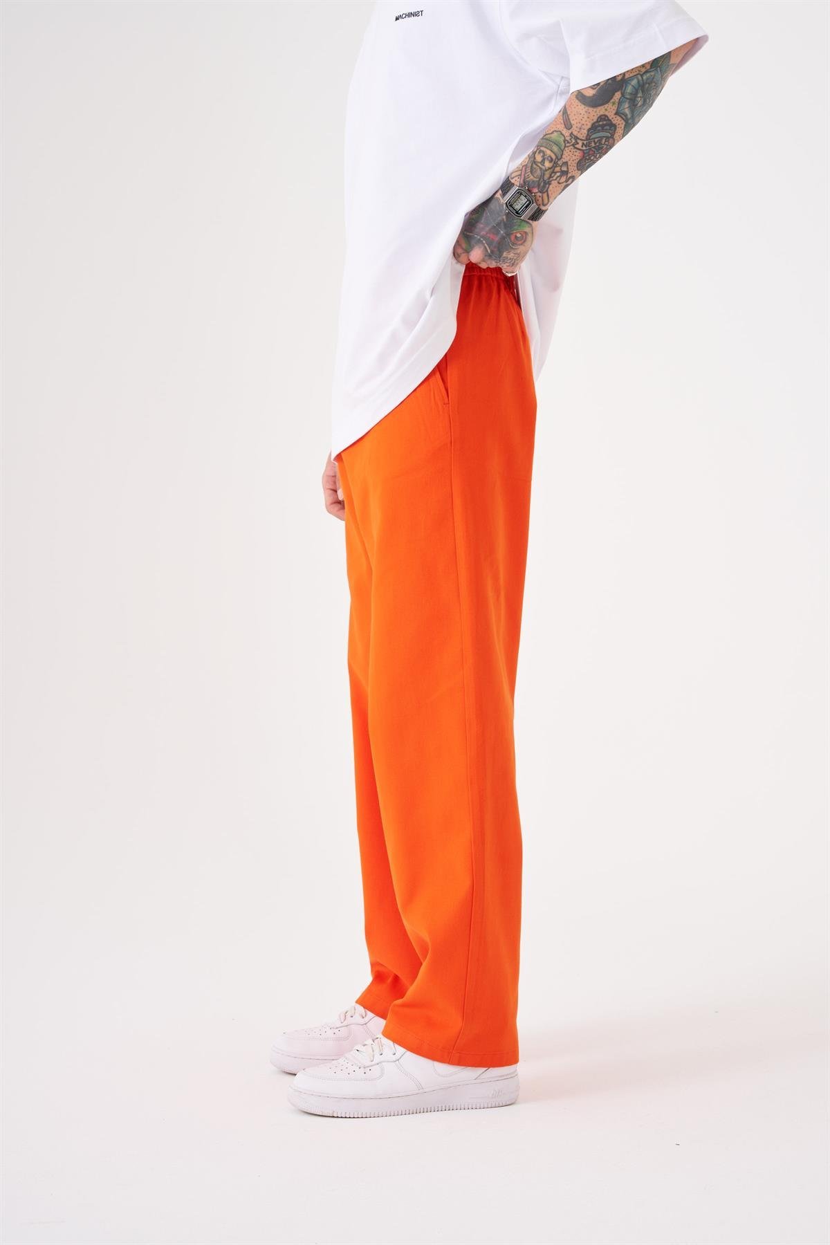 Oversize Gabardin Lastikli Pantolon ORANJ