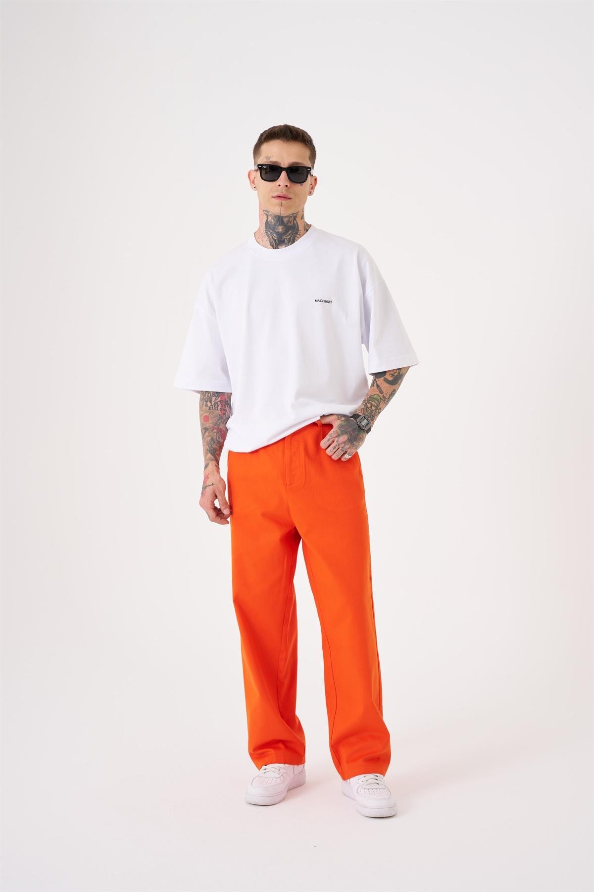 Oversize Gabardin Lastikli Pantolon ORANJ