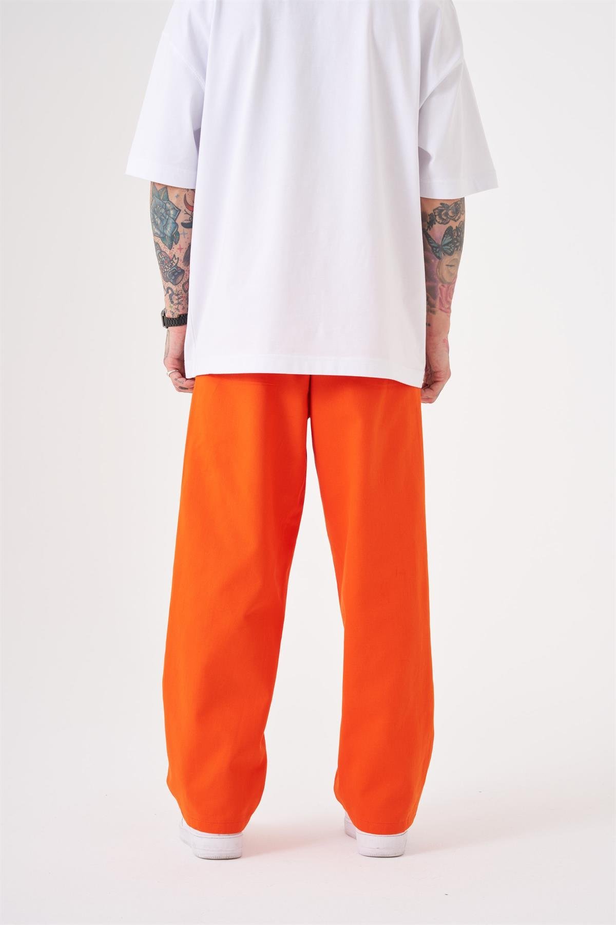 Oversize Gabardin Lastikli Pantolon ORANJ