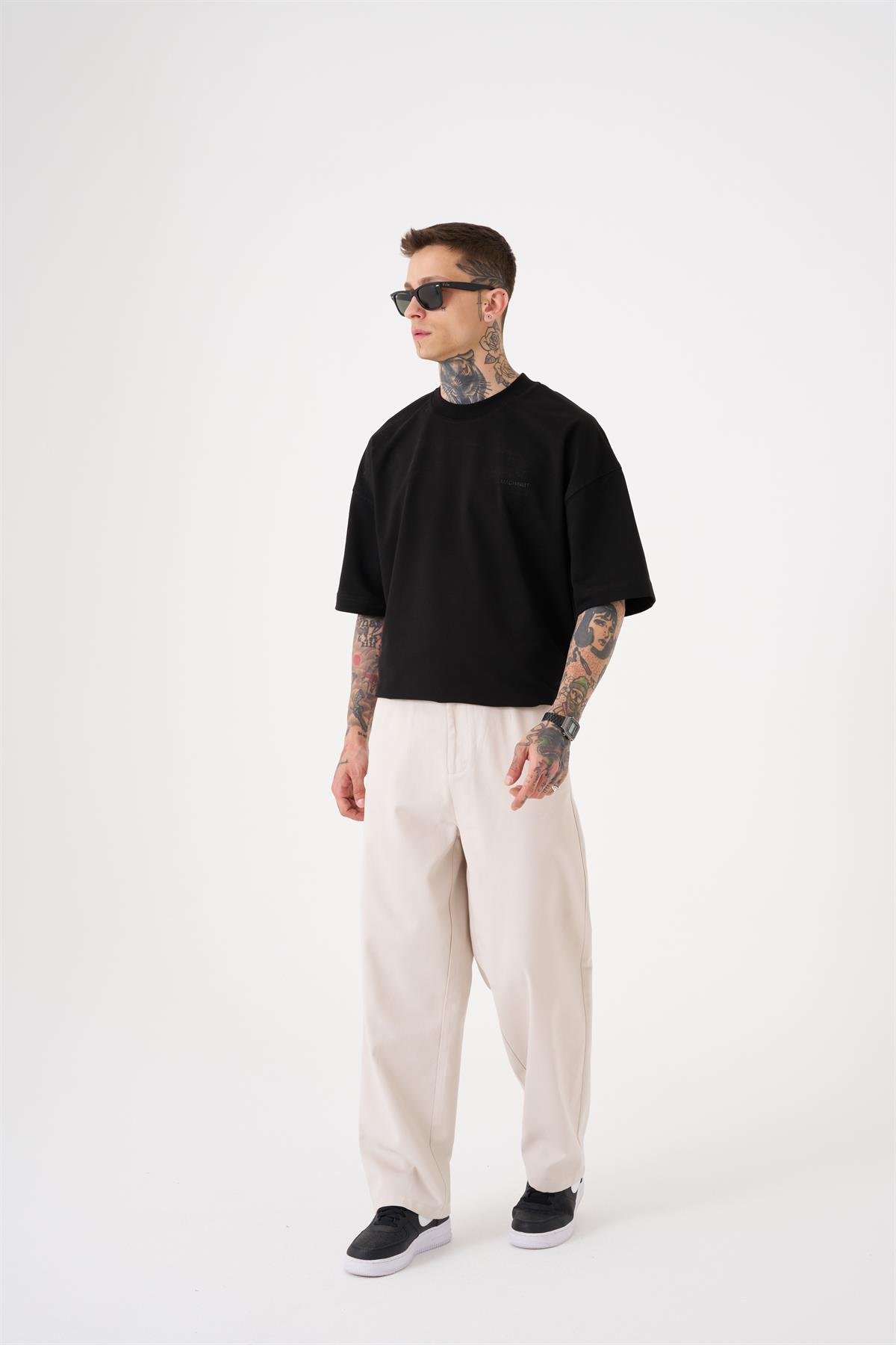 Oversize Gabardin Lastikli Pantolon COTTON WHITE