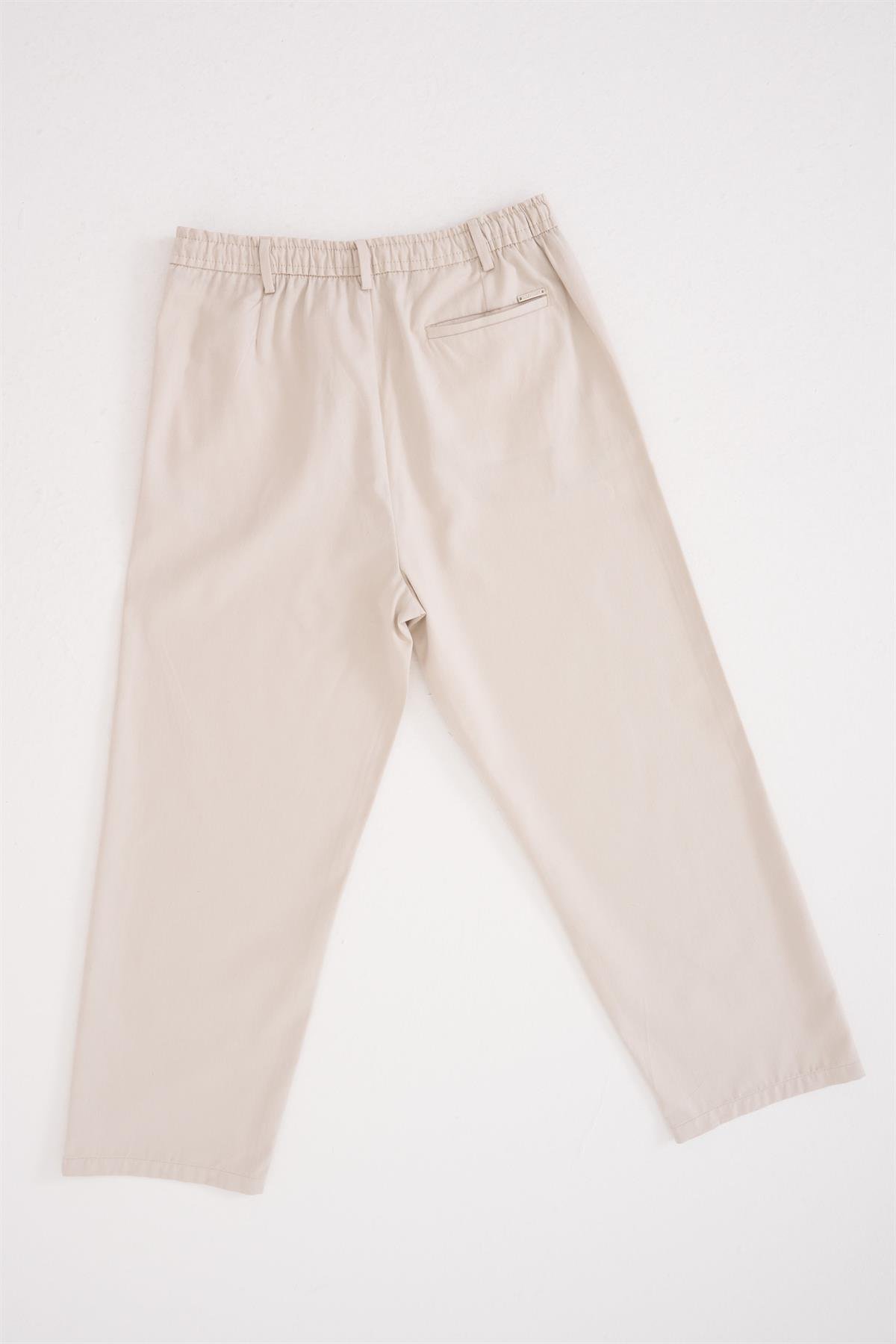 Oversize Gabardin Lastikli Pantolon COTTON WHITE