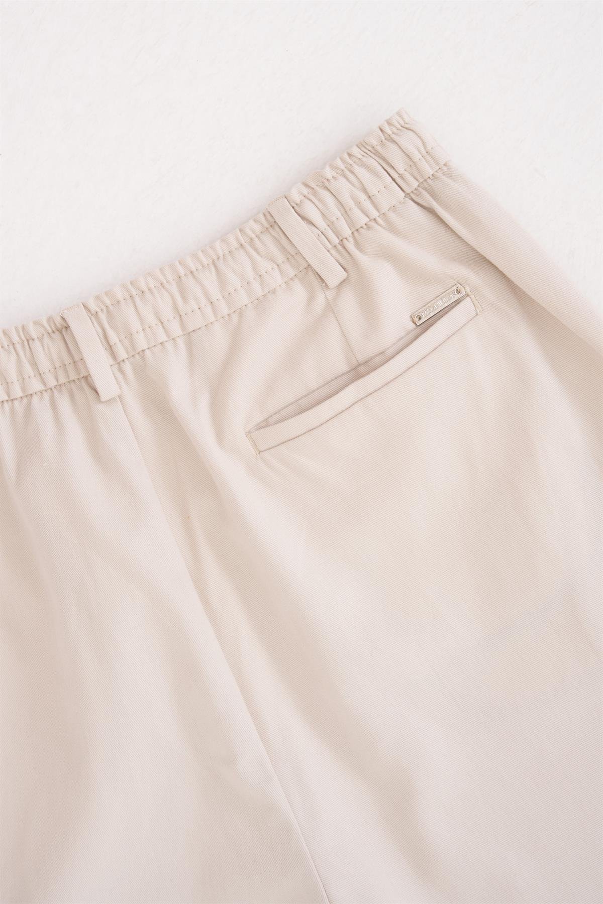 Oversize Gabardin Lastikli Pantolon COTTON WHITE