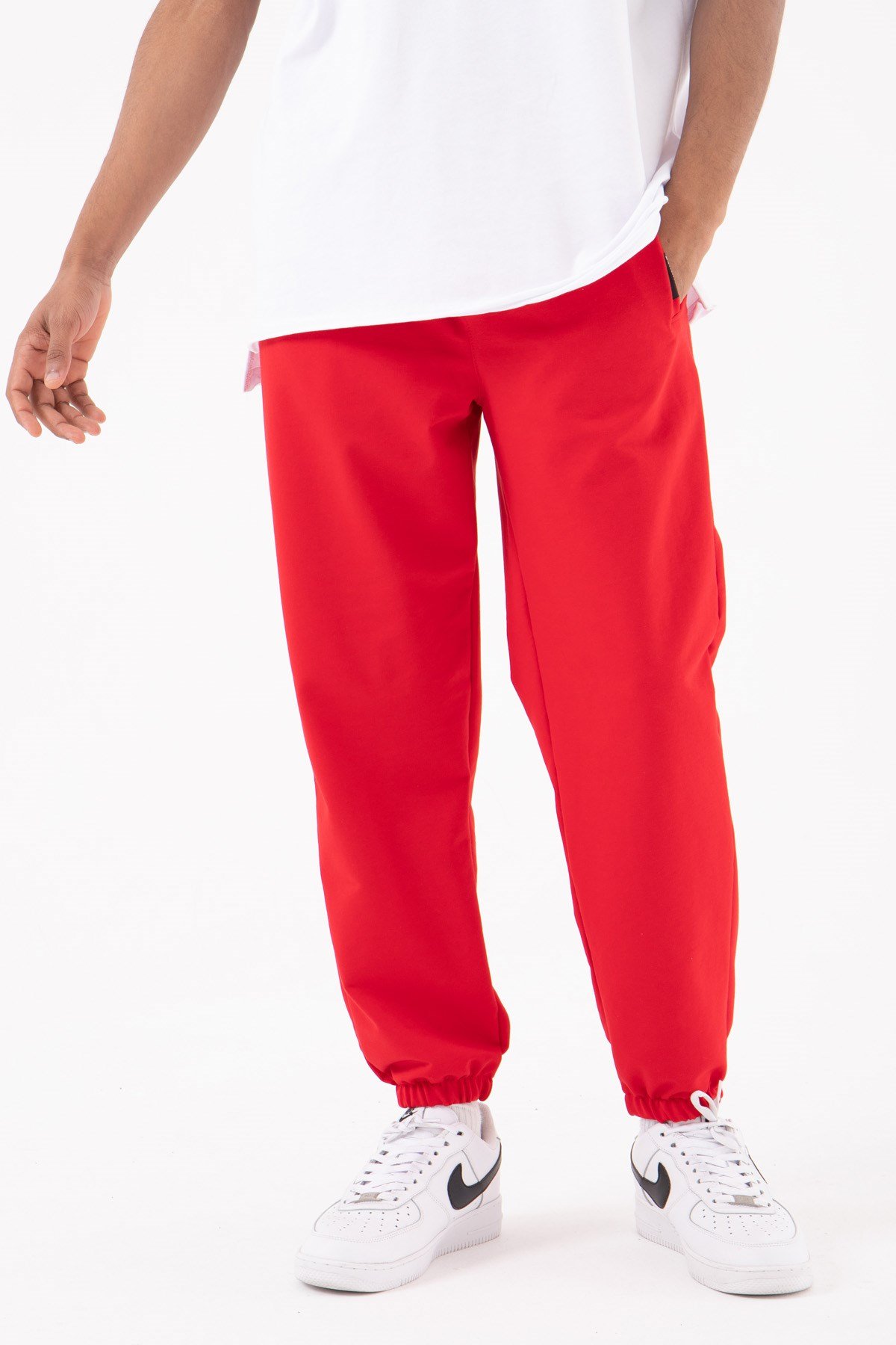 Basic Regular Bel Paça Lastikli 3 Cepli Jogger Eşofman Altı KIRMIZI