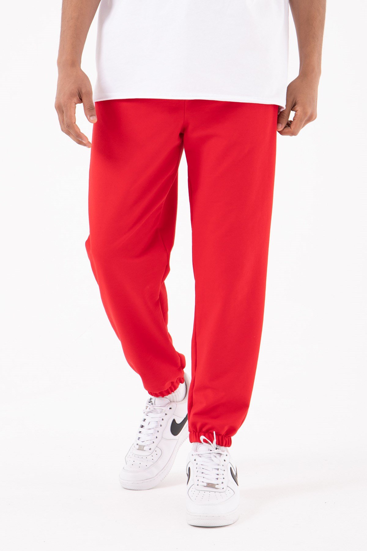 Basic Regular Bel Paça Lastikli 3 Cepli Jogger Eşofman Altı KIRMIZI