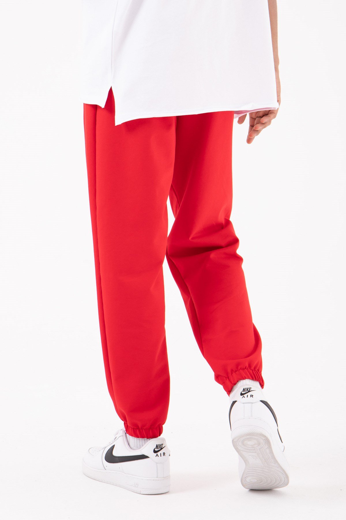Basic Regular Bel Paça Lastikli 3 Cepli Jogger Eşofman Altı KIRMIZI