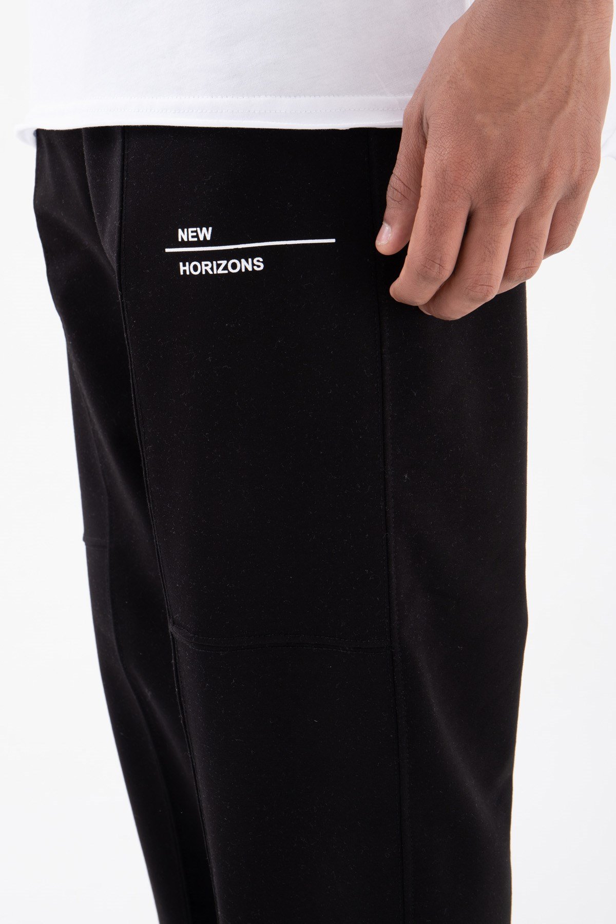 New Horizons Bel Paça Lastikli 3 Cepli Relaxed Jogger Eşofman Altı SİYAH