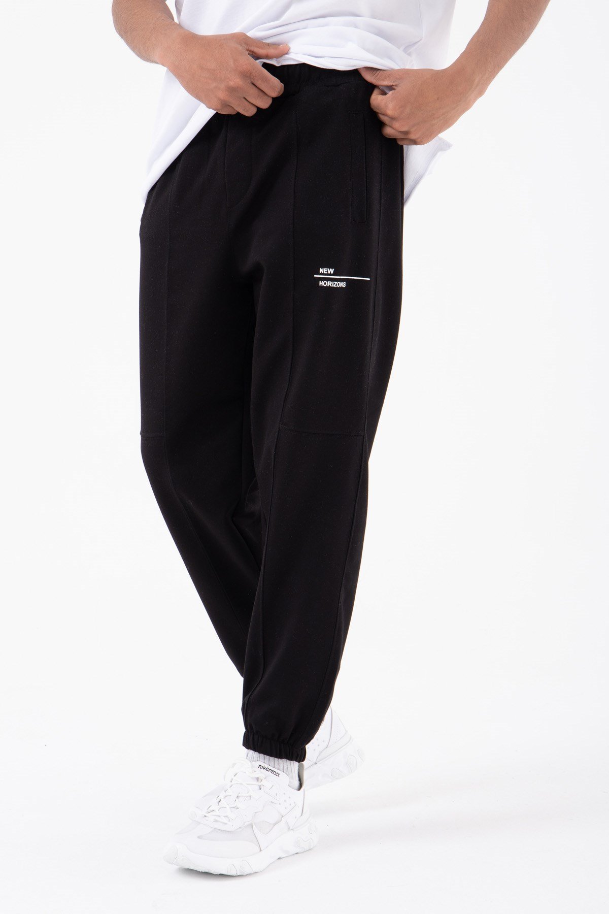 New Horizons Bel Paça Lastikli 3 Cepli Relaxed Jogger Eşofman Altı SİYAH