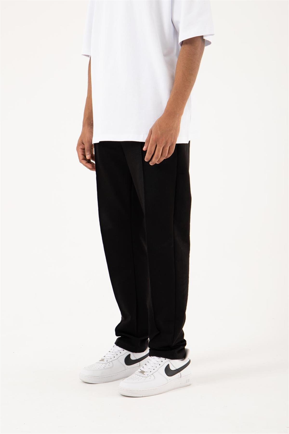 Relaxed Basic Pile Detaylı  Bel Lastikli 3 Cepli Jogger Eşofman Altı SİYAH