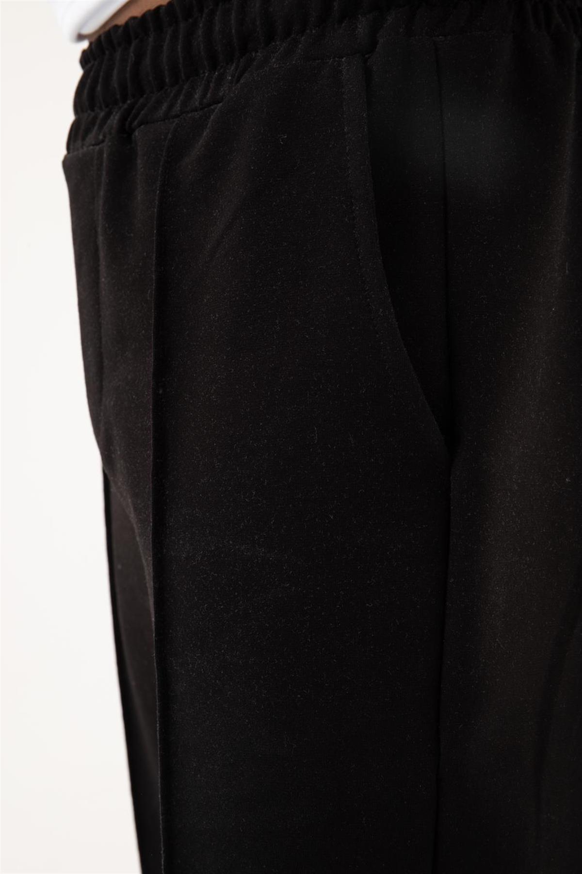 Relaxed Basic Pile Detaylı  Bel Lastikli 3 Cepli Jogger Eşofman Altı SİYAH