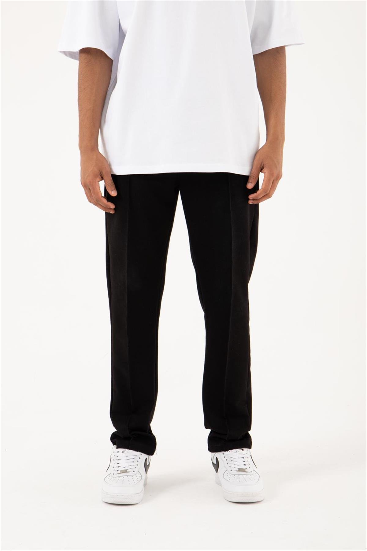 Relaxed Basic Pile Detaylı  Bel Lastikli 3 Cepli Jogger Eşofman Altı SİYAH