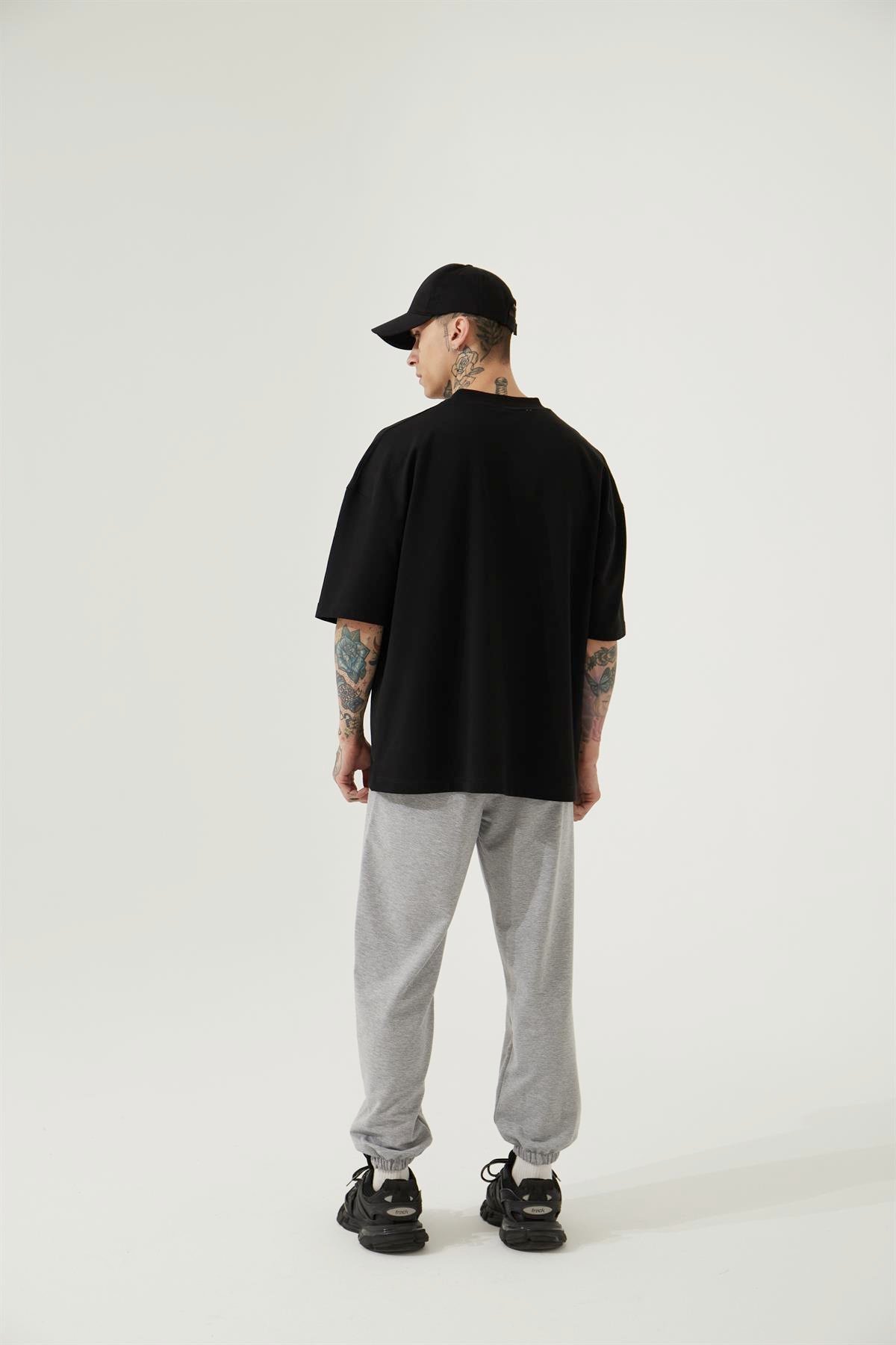 Aesthetıc Dreams Baskılı Beli Lastikli Organik Pamuklu Relaxed Jogger Eşofman Altı/GRAY MELANGE