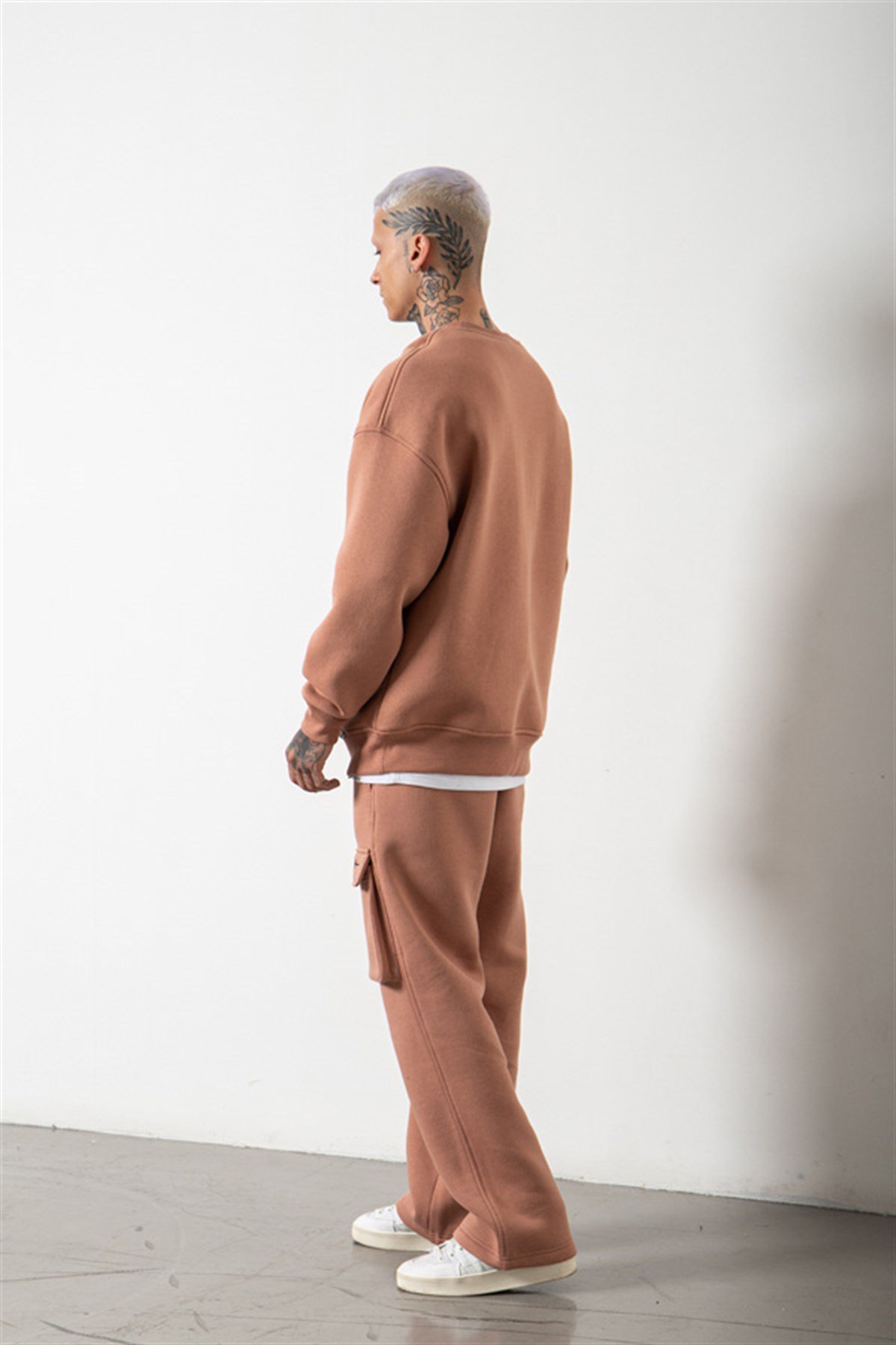 Oversize Çift Çepli Born Again Nakışlı Eşofman COPPER