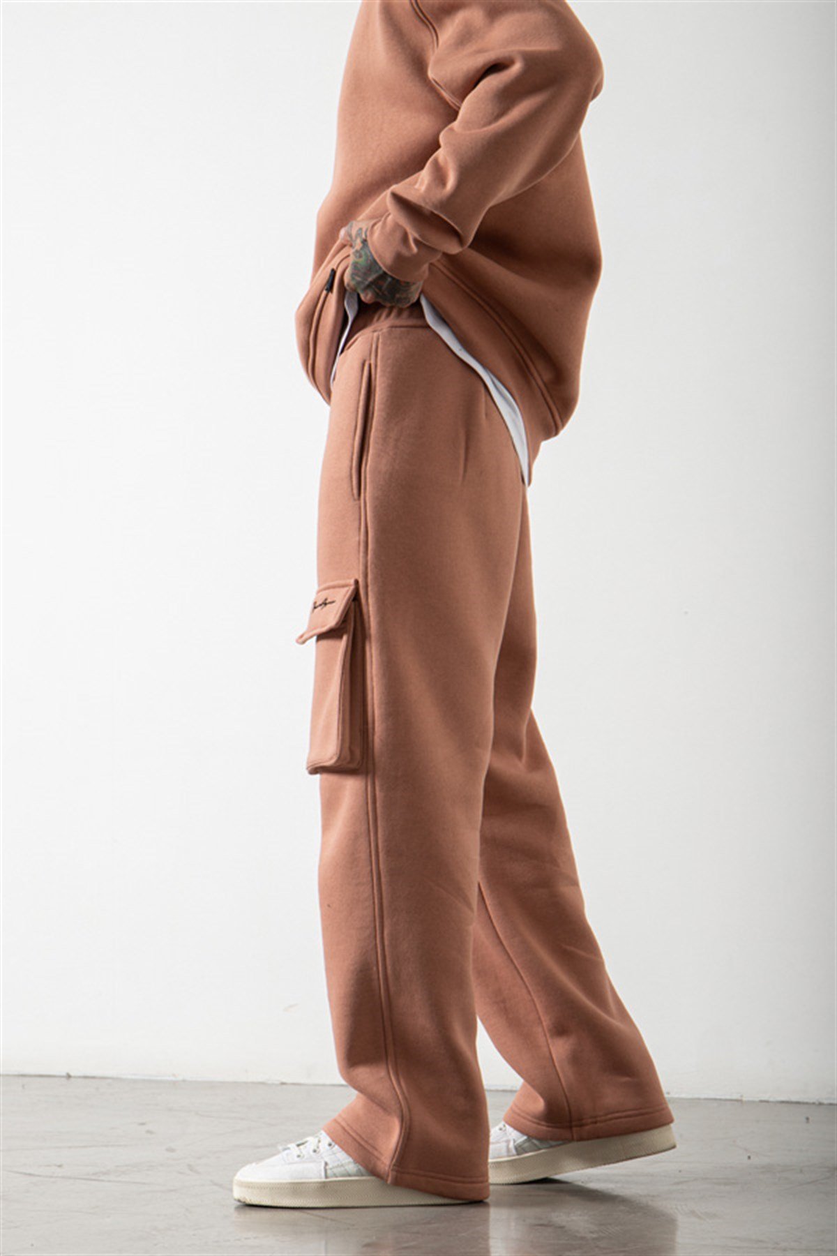 Oversize Çift Çepli Born Again Nakışlı Eşofman COPPER