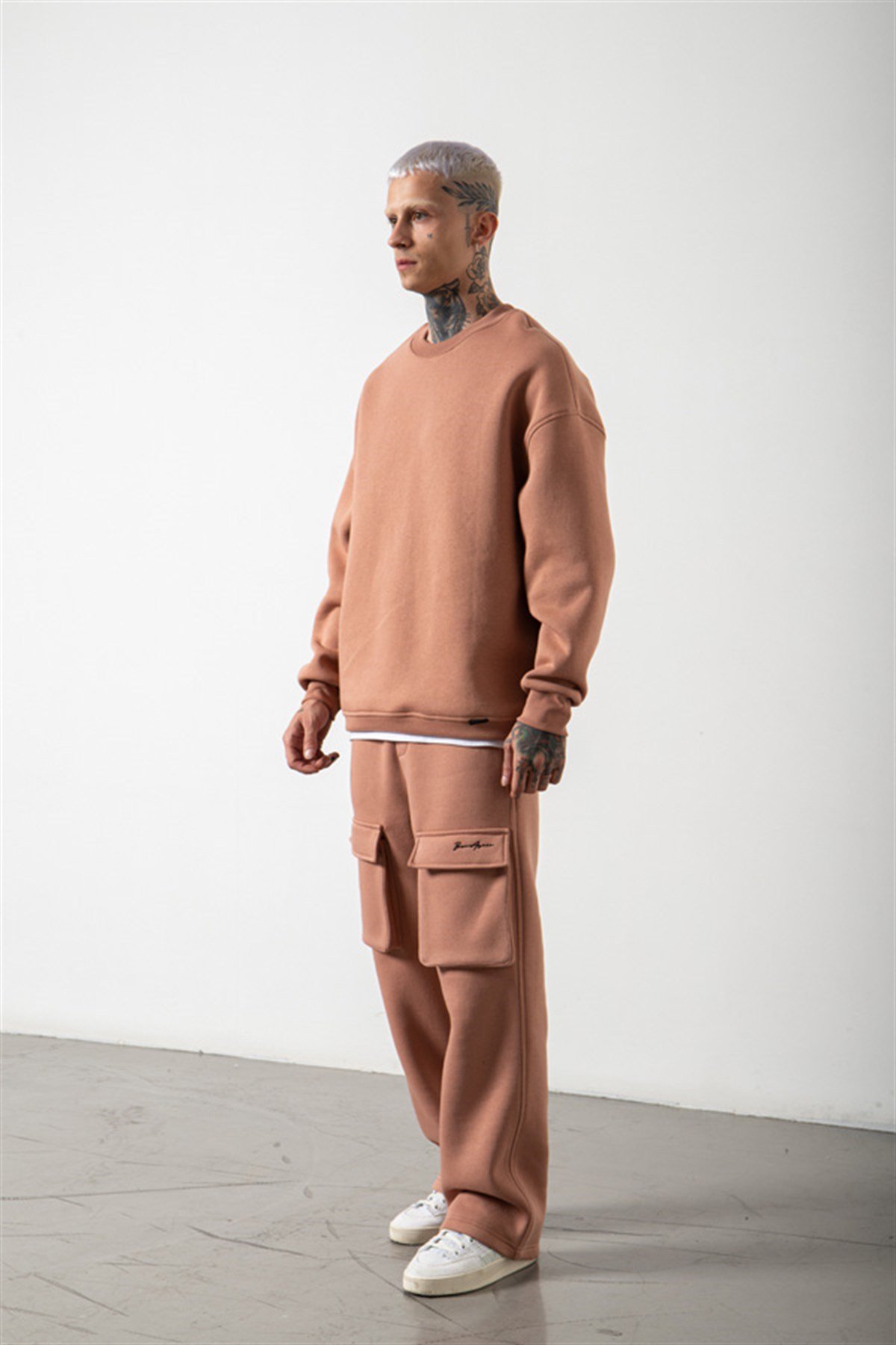 Oversize Çift Çepli Born Again Nakışlı Eşofman COPPER