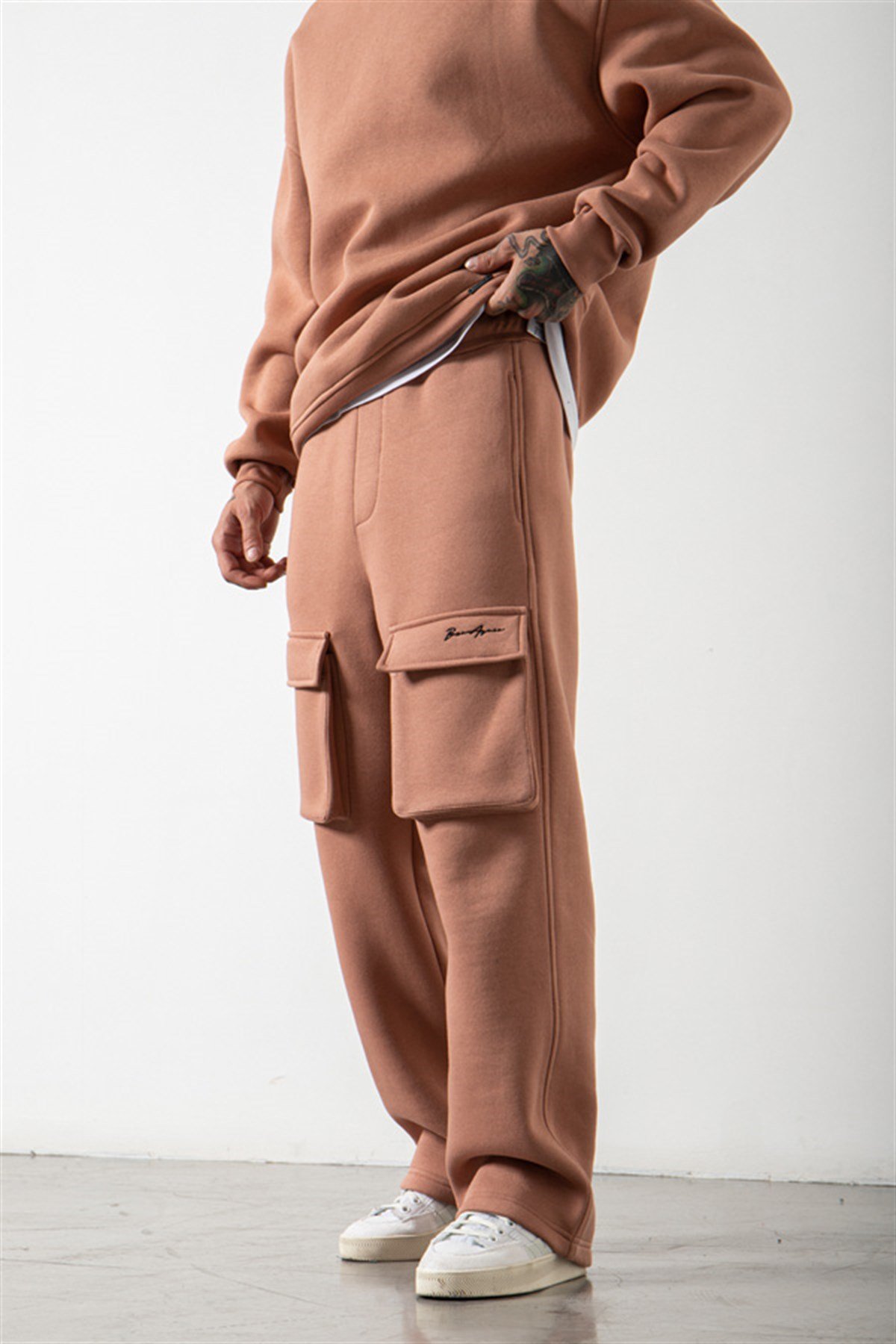 Oversize Çift Çepli Born Again Nakışlı Eşofman COPPER