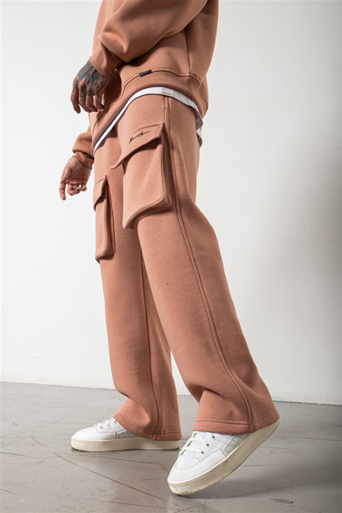 Oversize Çift Çepli Born Again Nakışlı Eşofman COPPER